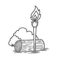 A torch standing beside a log vector