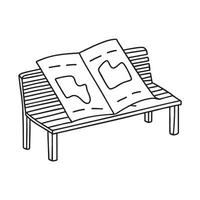 A map spread on a bench with a corner folded up vector