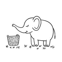 A trunk of an elephant exploring the inside of a basket vector