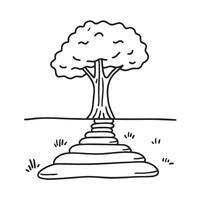 A tree trunk at the back of a stone path vector
