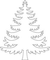 Elegant Pine Tree Silhouette in Line Art Style, Pine Tree Outline vector