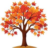 Autumn Maple Tree Artwork with Colorful Leaves vector