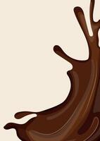 vertical poster for Chocolate Day with splashes of dark chocolate with small drops vector
