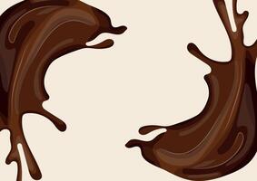 horizontal poster for Chocolate Day with splashes of dark chocolate with small drops vector