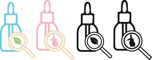 set of icons of different colors and shapes of cosmetic jars with a facial dispenser with additional symbols that mean various factors of influence, for cosmetology or other beauty fields vector