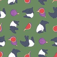 Seamless Pattern of Tapir Animal Fig Background for Fashion Wrapping Print Fabric Surface vector