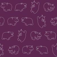 Outline Hippo Seamless Pattern Background for Print Fabric Surface Fashion Wrapping vector
