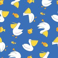Seamless Pattern of Pelican Animal Fish Background for Fashion Wrapping Print Fabric Surface vector