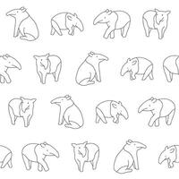 Outline Tapir Seamless Pattern Background for Print Fabric Surface Fashion Wrapping vector