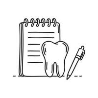 A single tooth near a notepad and pen vector