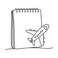 A toy airplane beside a sketchpad and marker vector