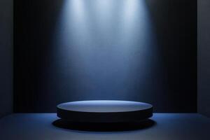 an empty stage with a spotlight shining on it photo
