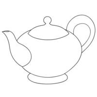 Simple outline drawing of a teapot for coloring or educational design elements. vector