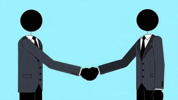 black and white stick figure handshake between professionals, ideal for HR materials, contracts, or onboarding visuals. video