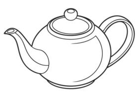 Simple outline illustration of a traditional tea pot with lid and handle for beverages vector