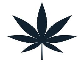 Simple black marijuana leaf silhouette against a white background perfect for multiple design purposes. vector