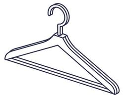 A minimalist illustration of a wooden clothes hanger in outline style on white background vector