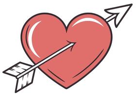 A cartoon red heart pierced by an arrow symbolizing love and affection on white background vector