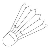 Simple black and white line art illustration of a badminton shuttlecock for design elements vector