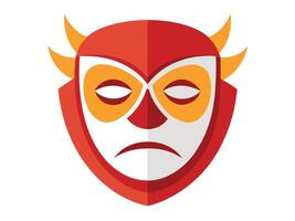Flat design illustration of a red devil face mask with horns against a clean white backdrop vector