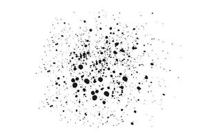 Black ink splatter stain in grunge style isolated on white background with artistic textured spray vector