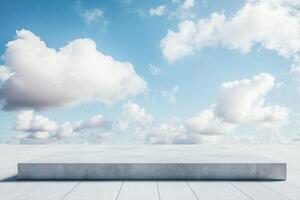 empty concrete floor with sky background photo