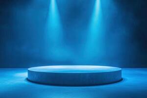 stage with spotlight on stage with blue lights photo