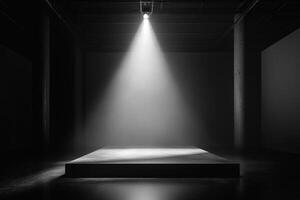 an empty room with a spotlight shining on it photo
