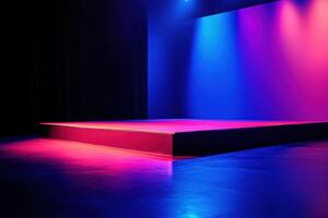 stage with purple and blue lights photo