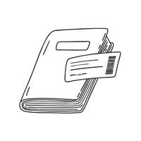 A boarding pass inside a book, with a corner visible vector