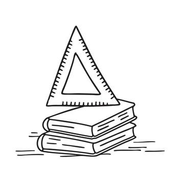 un libro y un triángulo regla arreglado en el mesa vector