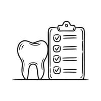 A tooth beside a check up list on the clipboard vector