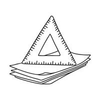 A triangle ruler on top of scattered papers vector