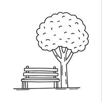 A small bench under the shade of a tree vector