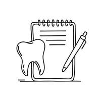 A single tooth placed near a notepad and pen vector