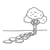 A cracked stone path running along a tree vector