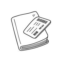 A boarding pass in a book with the edge sticking out vector