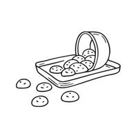 A tray full of cookies, some dropping onto the floor vector