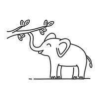 A trunk of an elephant touching a tree branch vector