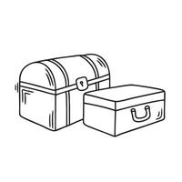 An old suitcase next to a trunk box vector