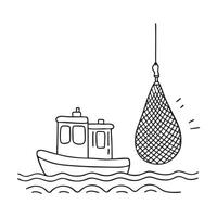 A tug near a hanging net vector