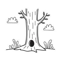 A tree trunk adjacent to a small squirrel hole vector