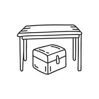 A small table with a trunk box underneath vector