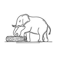 A trunk of an elephant picking up a small log vector