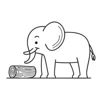 An elephant trunk hoisting a short wooden log vector