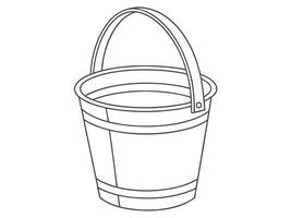 Simple outline drawing of a bucket with a handle for coloring pages or educational purposes vector