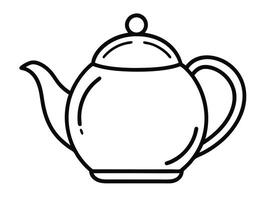 Simple black and white illustration of a traditional teapot with curved spout and handle design vector