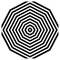 Black and white geometric pattern of concentric polygons creating an optical illusion on a white background vector