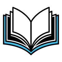 Simple open book illustration with a pop of bright blue color representing reading and learning concepts vector