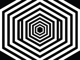 Black and white geometric hexagon pattern illustrating a retro optical illusion and visual design concept vector